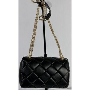 A New Day Black Quilted Crossbody Shoulder Bag Gold Chain Strap NWT